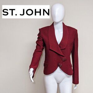 ST. JOHN EVENING Murano Red Evening Blazer/Jacket w. Garnet Closures